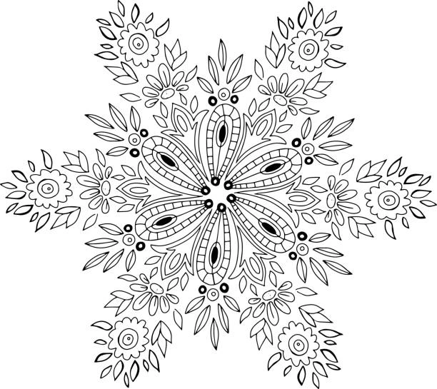 Antistress snowflake as a flower coloring book